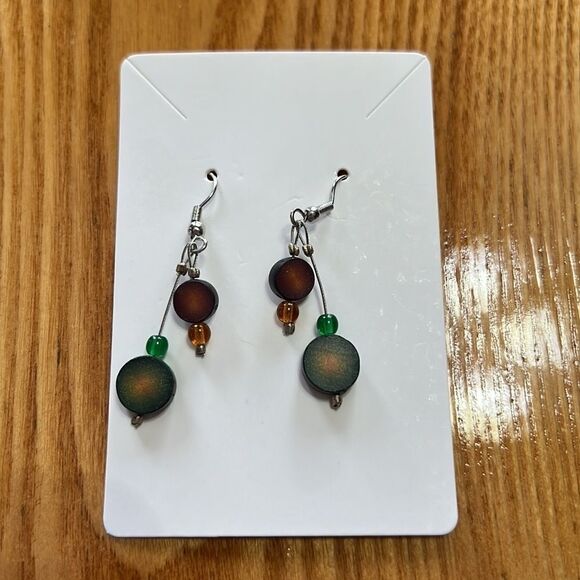 Bundle Sale 3 for $15 | Wood Dangle Earrings on Silver Tone Hooks - Picture 1 of 8